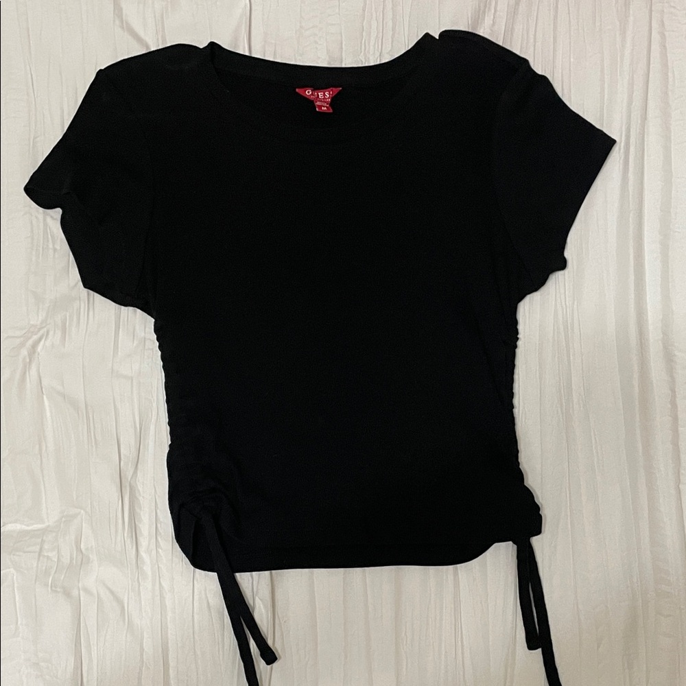 Guess Black Short Sleeve Tie Top